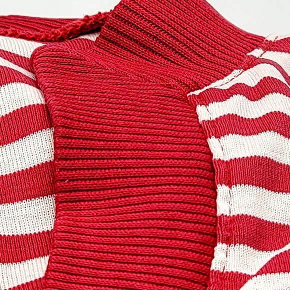 Red & White Striped 3/4 Sleeve Tunic Top With Notch Collar Size S - Picture 10 of 16